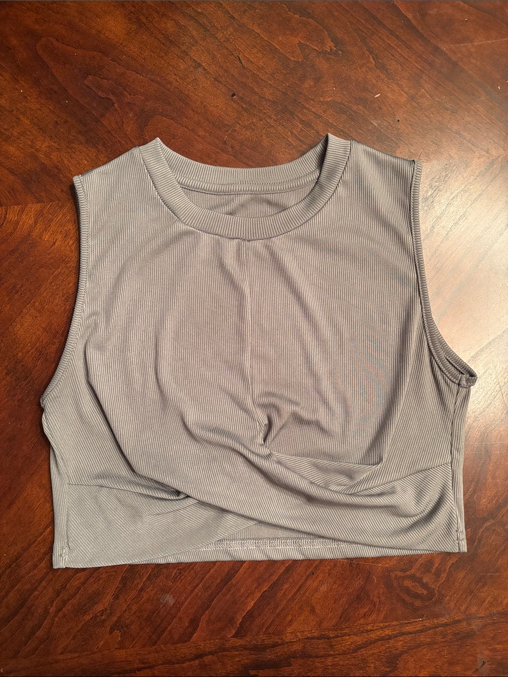Cider Ribbed Sleeveless Crop Top - Light Gray